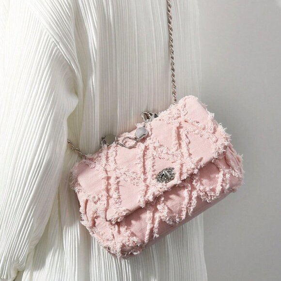 Baby Pink Womens's Original Tassel Crossbody Bag - Picture 2 of 4